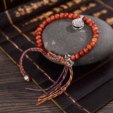 Camel Bone & Sterling Silver Buddhist Bum MALA Counter & Dorje Accented Bracelet